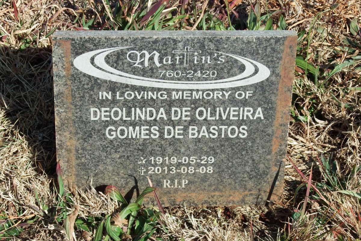BASTOS Deolinda de Oliveira Gomes, de 1919-2013