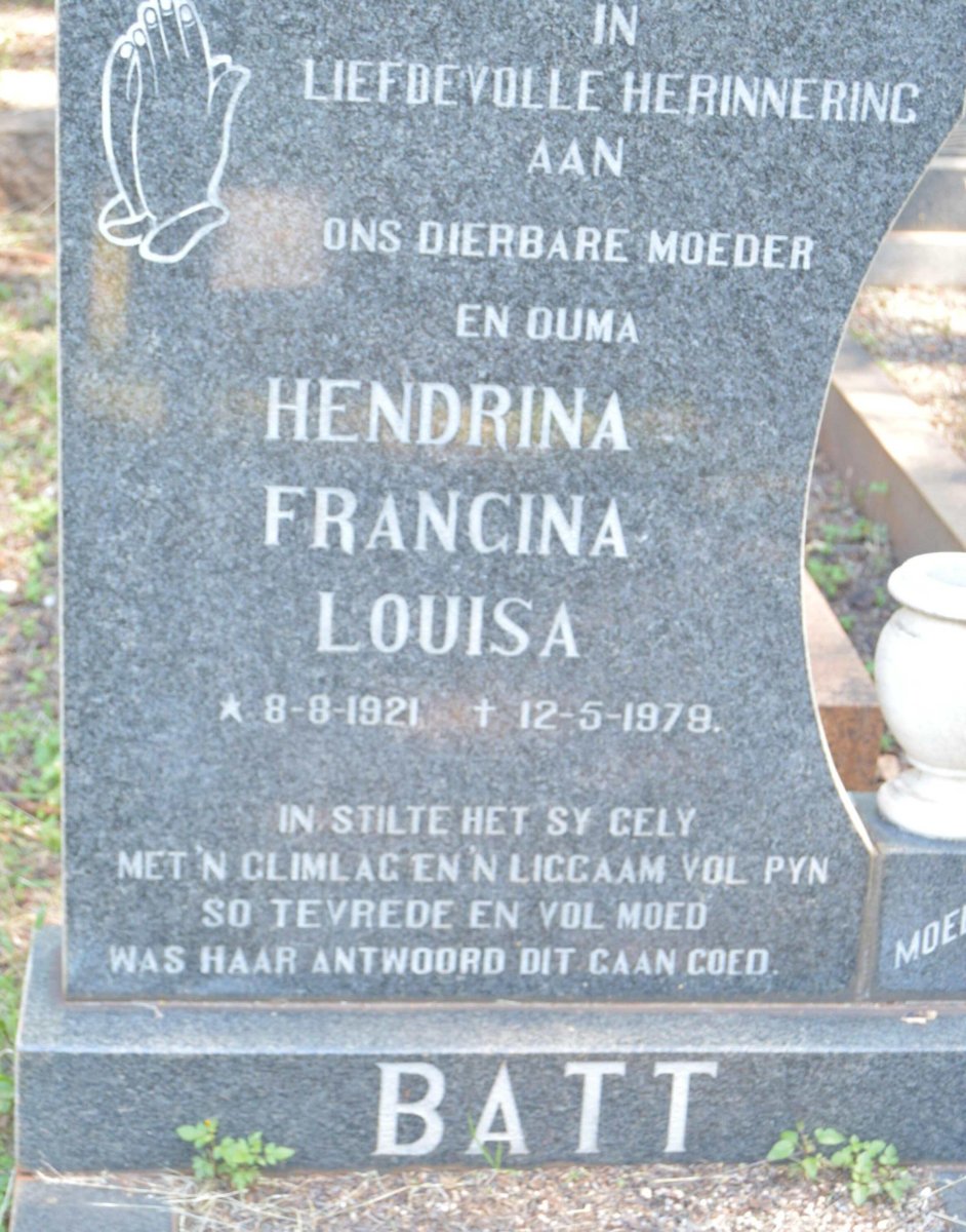 BATT Hendrina Francina Louisa 1921-1979