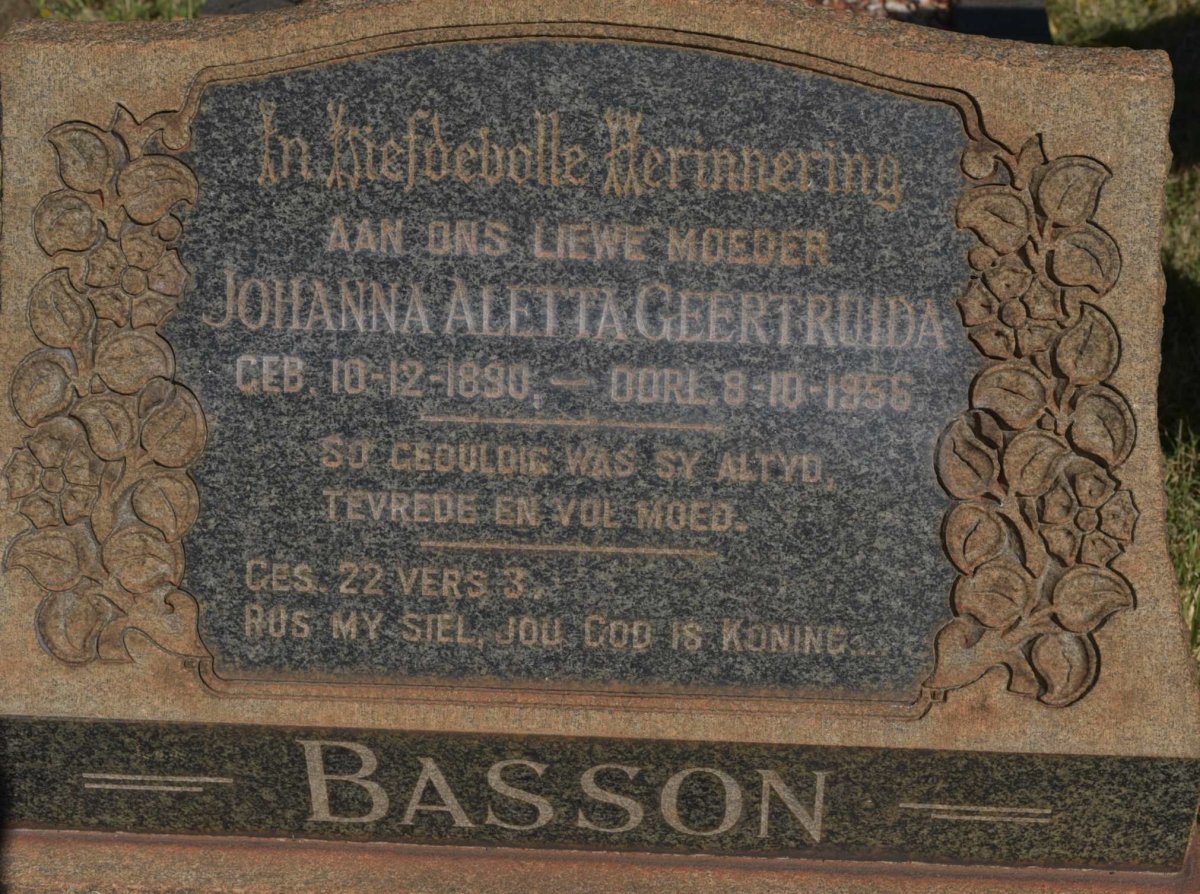 BASSON Johanna Aletta Geertruida 1890-1956