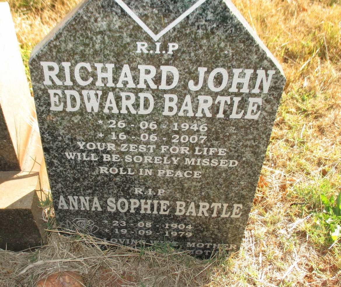 BARTLE Richard J.H. 1899-1969 & Anne Sophie 1904-1979 :: BARTLE Richard John Edward 1946-2007