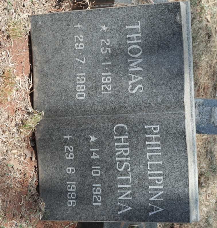 BARKHUIZEN Thomas 1921-1980 &amp; Phillipina Christina 1921-1986