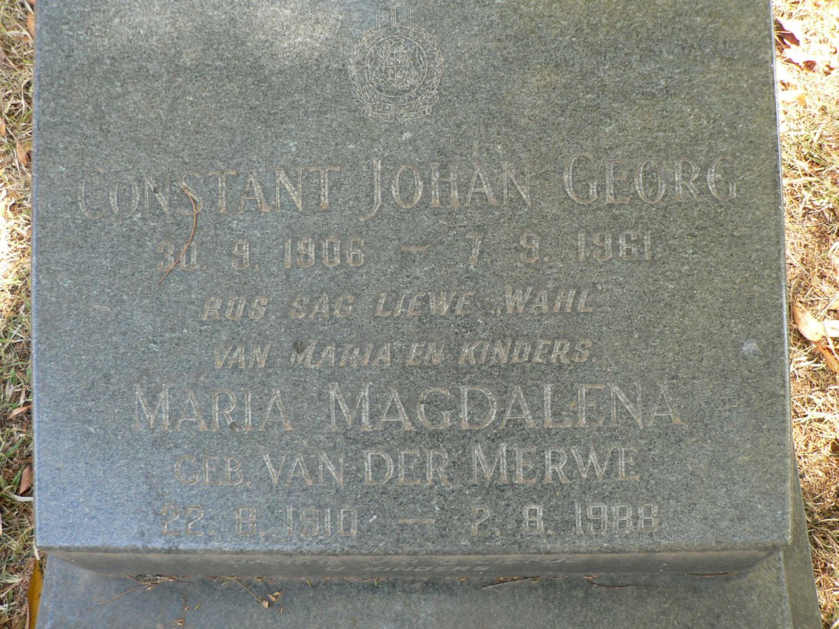 BARTMAN Constant Johan Georg 1906-1961 &amp; Maria Magdalena VAN DER MERWE 1910-1988