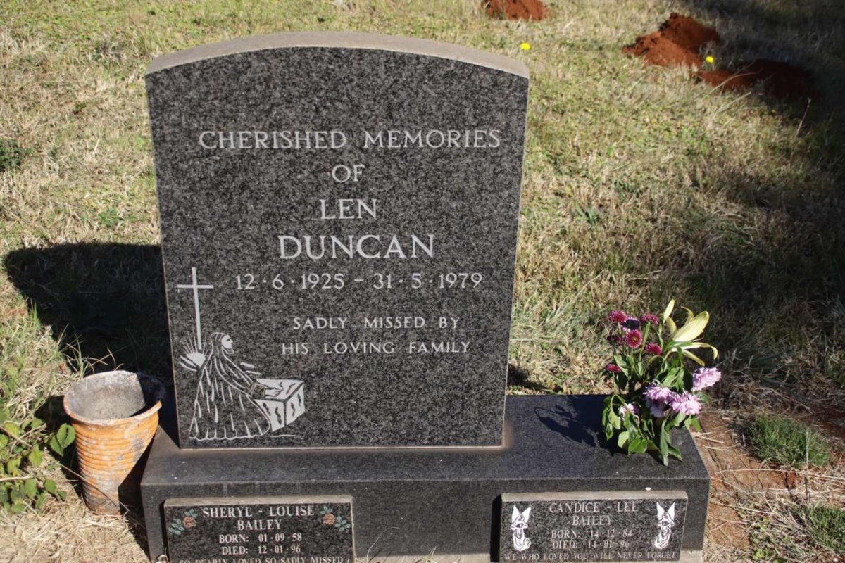 DUNCAN Len 1925-1979 :: BAILEY Sheryl-Louise 1958-1996 :: BAILEY Candice-Lee 1984-1996