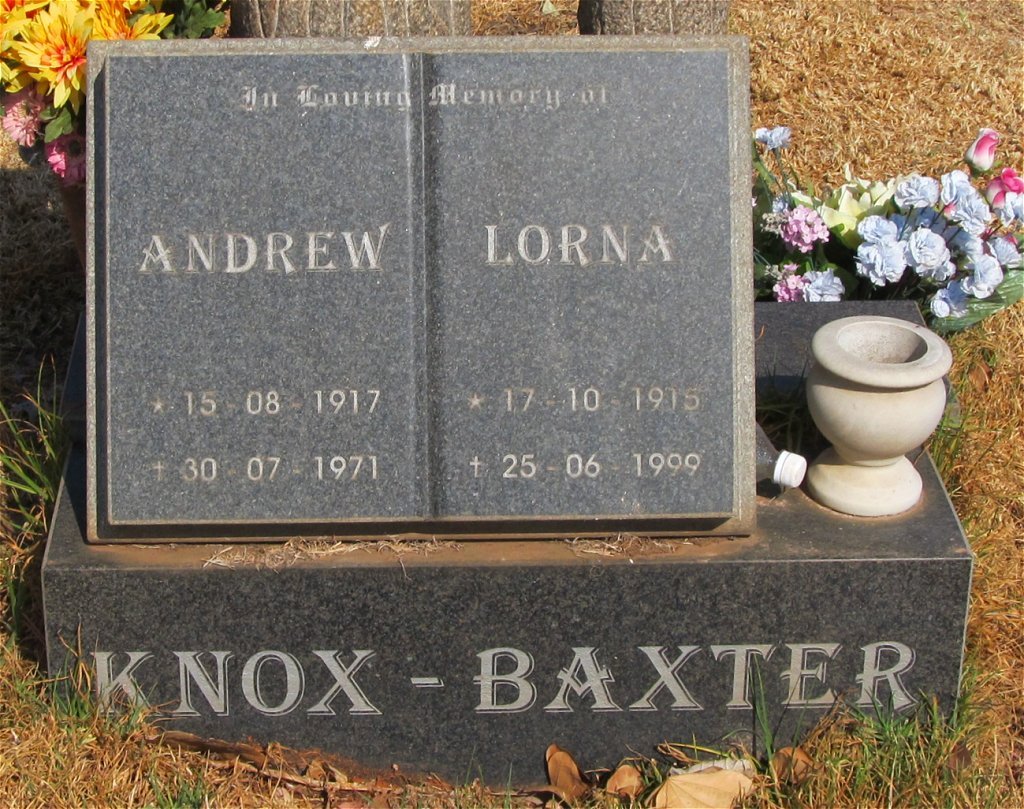 BAXTER Andrew, KNOX 1917-1971 &amp; Lorna 1915-1999