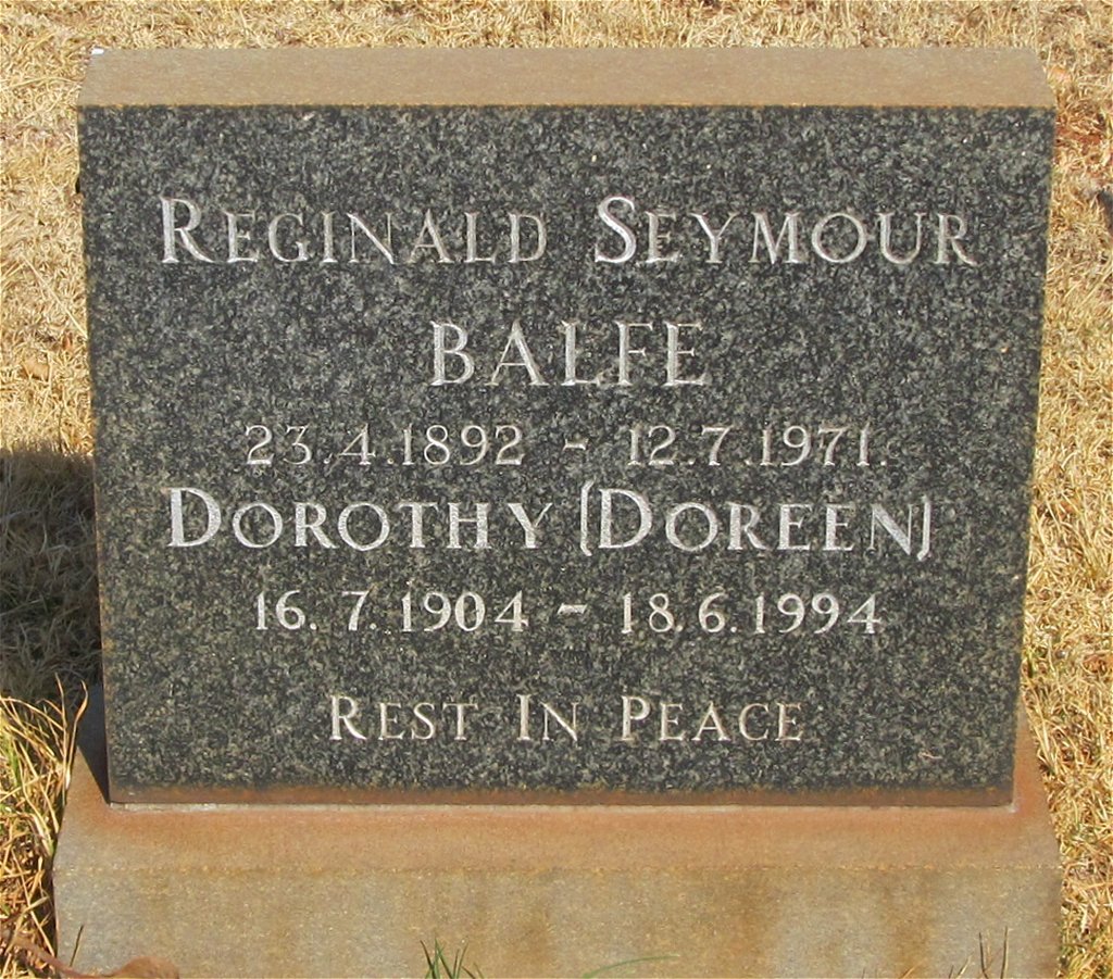 BALFE  Reginald Seymour 1892-1971 &amp; Dorothy 1904-1994 
