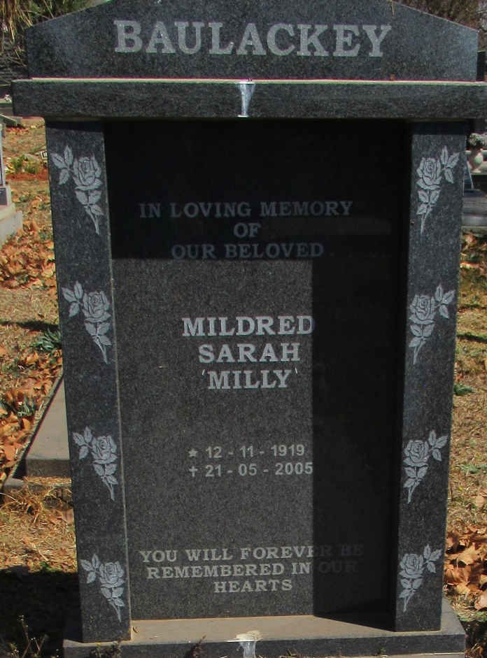 BAULACKEY Mildred Sarah 1919-2005
