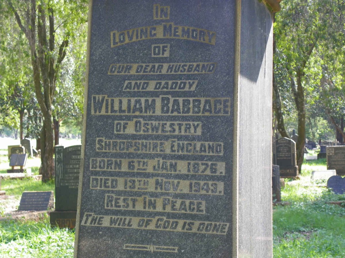 BABBAGE William 1876-1943 &amp; Viva Eugenie CHEW 1888-1974