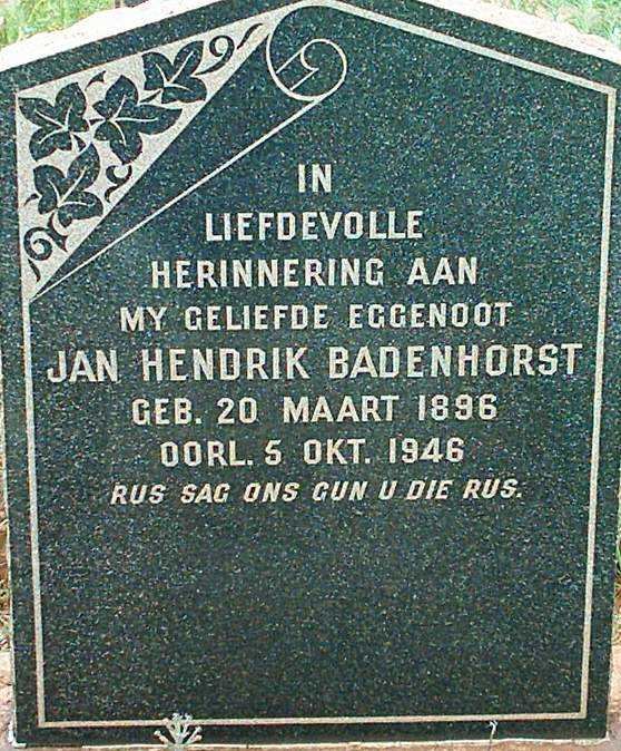 BADENHORST Jan Hendrik 1896-1946