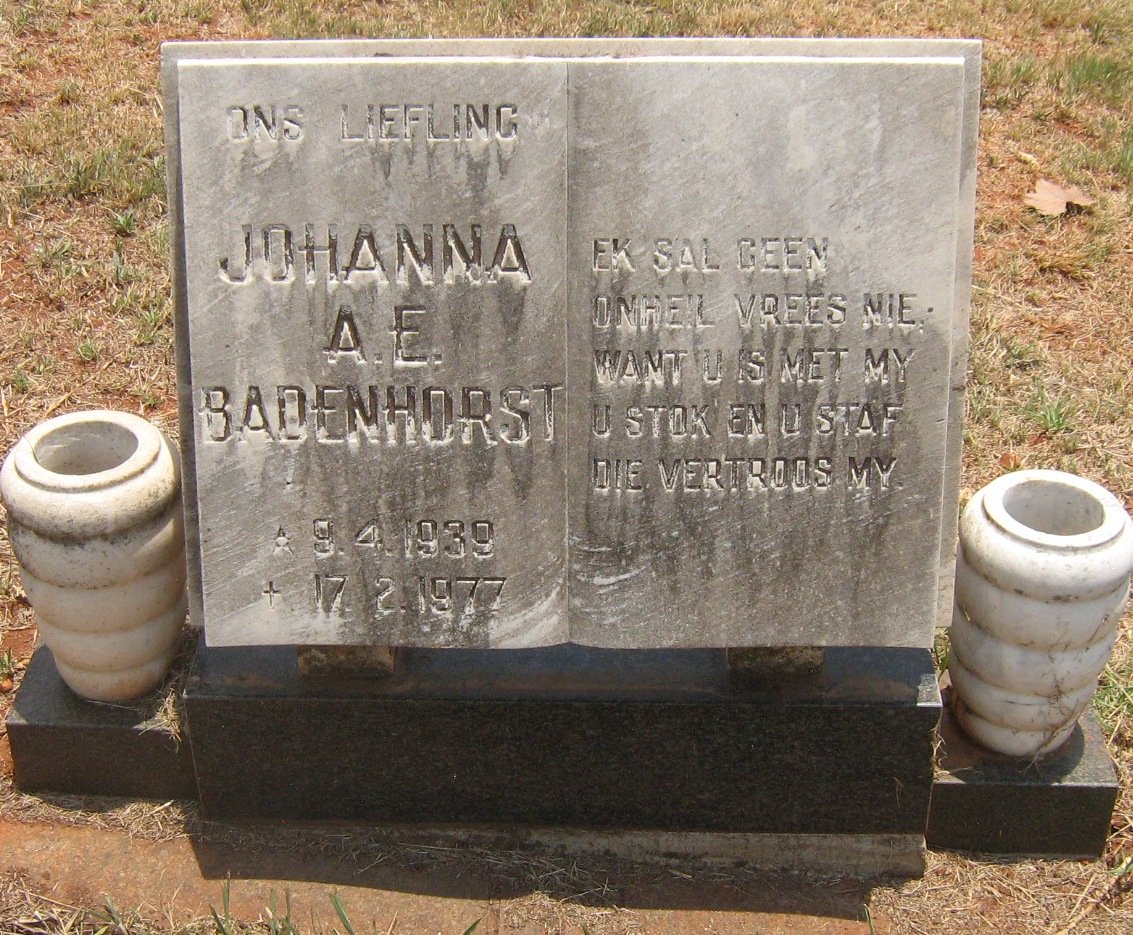 BADENHORST Johanna A.E. 1939-1977
