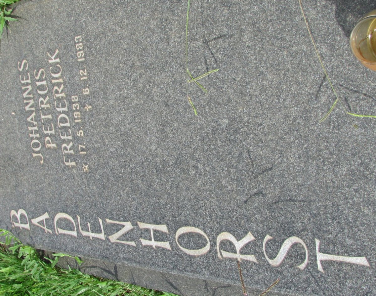 BADENHORST Johannes Petrus Frederick 1938-1983