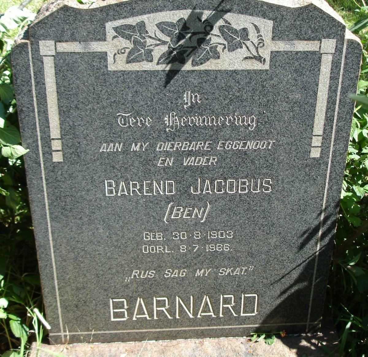 BARNARD Barend Jacobus 1903-1966