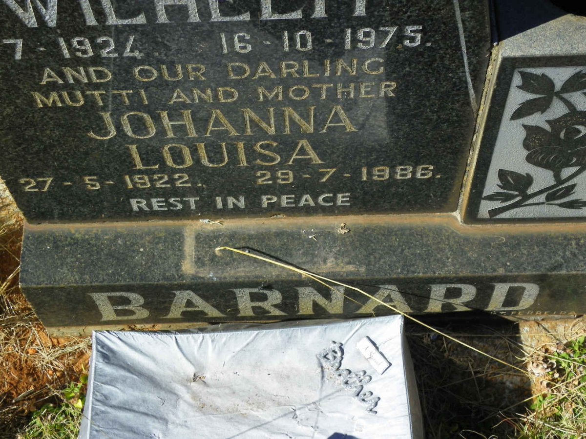 BARNARD Frederick Wilhelm 1924-1975 &amp; Johanna Louisa 1922-1986