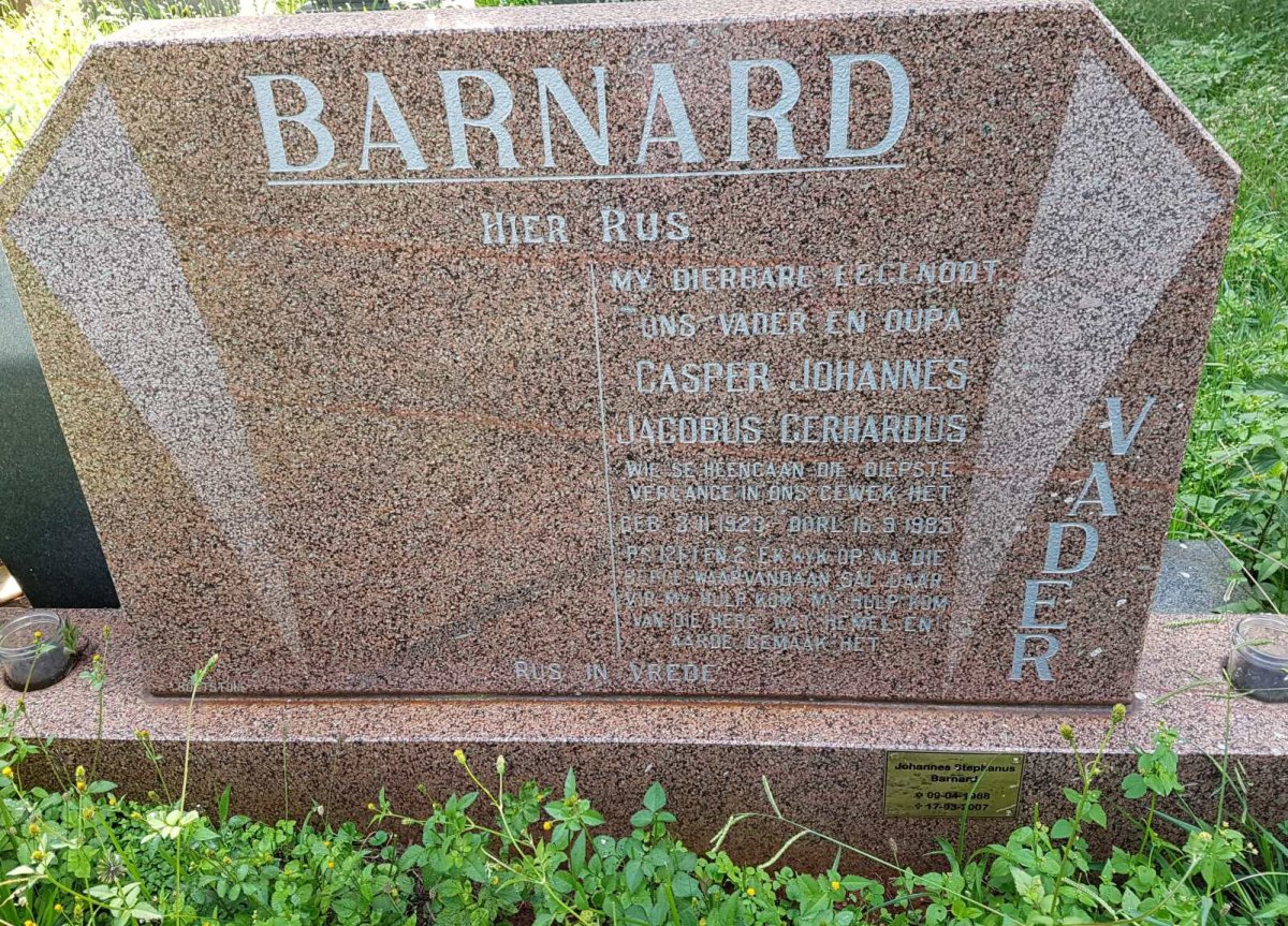 BARNARD Casper Johannes Jacobus Gerhardus 1923-1985 :: BARNARD Johannes Stephanus 1988-2007