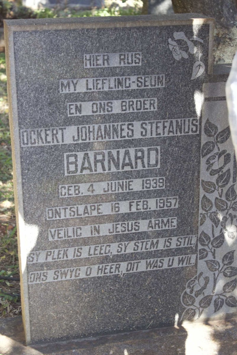 BARNARD Ockert Johannes Stefanus 1939-1957