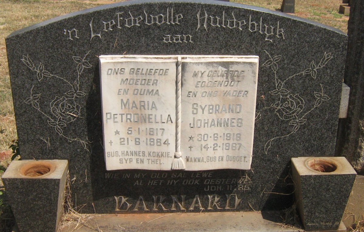 BARNARD Sybrand Johannes 1916-1967 &amp; Maria Petronella 1917-1984