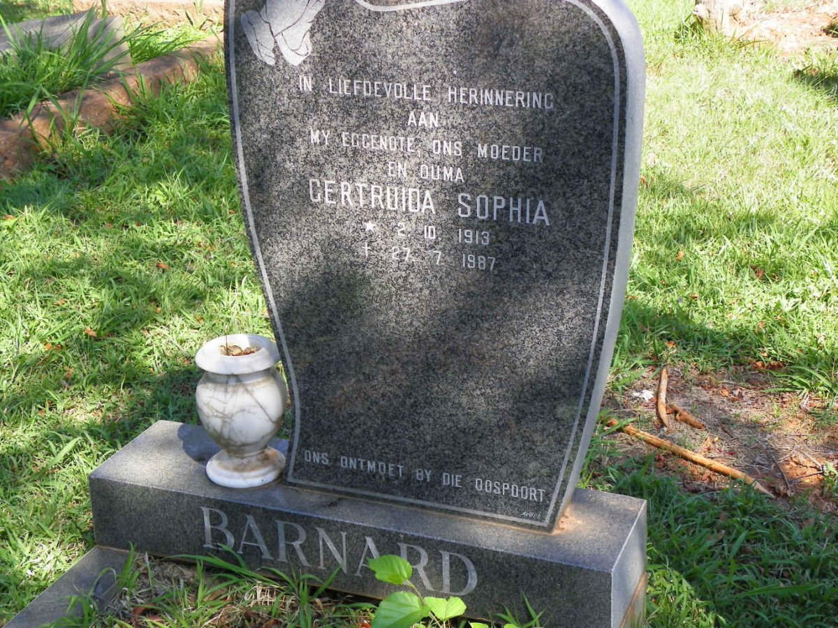 BARNARD Gertruida Sophia 1913-1987