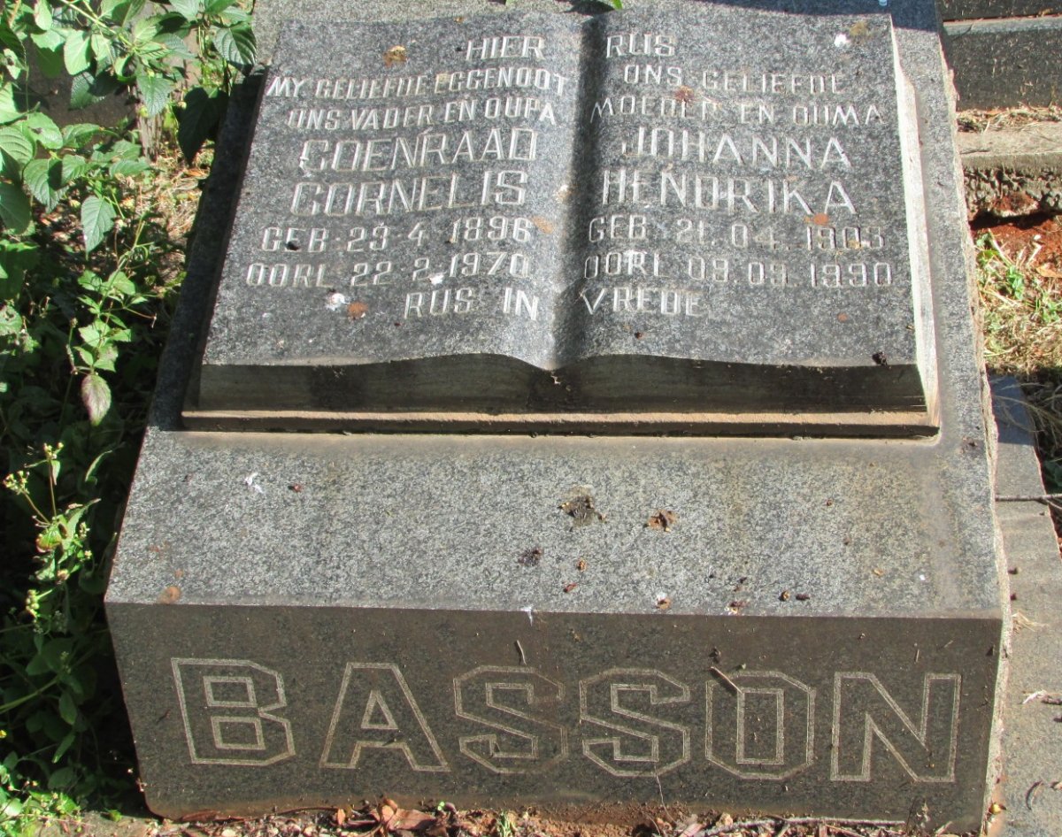 BASSON Coenraad Cornelis 1896-1970 &amp; Johanna Hendrika 1903-1990