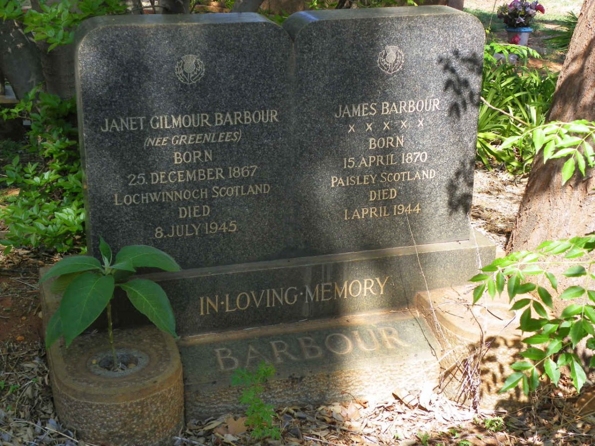 BARBOUR James 1870-1944 &amp; Janet Gilmour GREENLEES 1867-1945