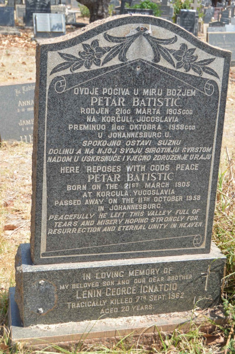 BATISTIC Petar 1905-1958 :: BATISTIC Lenin George Ignatcio -1962