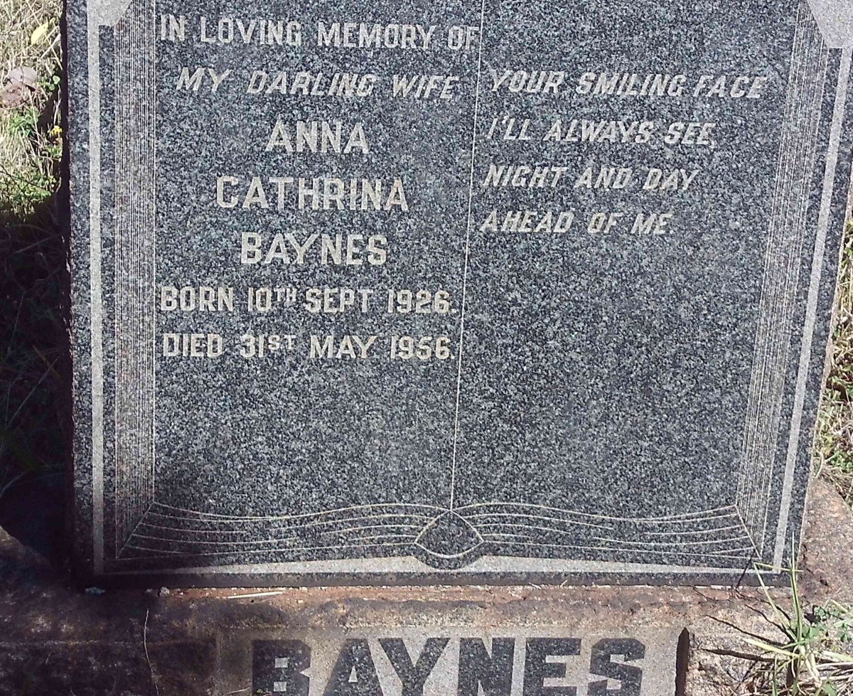 BAYNES Anna Cathrina 1926-1956