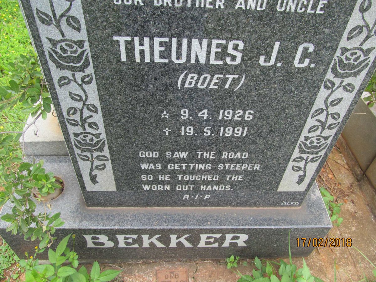 BEKKER Theunes J.C. 1926-1991