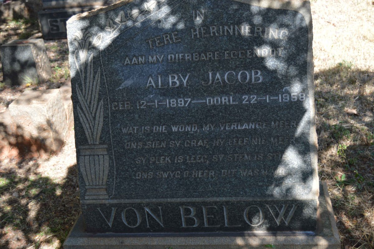 BELOW Alby Jacob, von 1897-1958