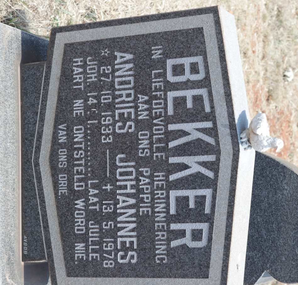 BEKKER Andries Johannes 1933-1978