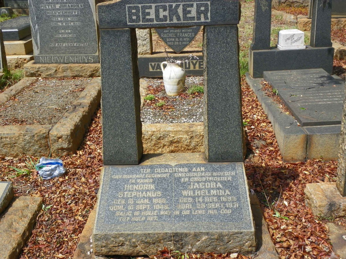 BECKER Hendrik Stephanus 1888-1943 &amp; Jacoba Wilhelmina 1893-1971