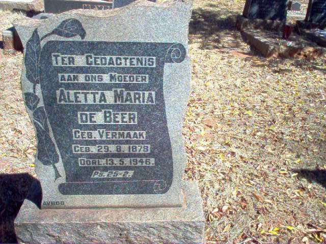 BEER Aletta Maria, de nee VERMAAK 1879-1946