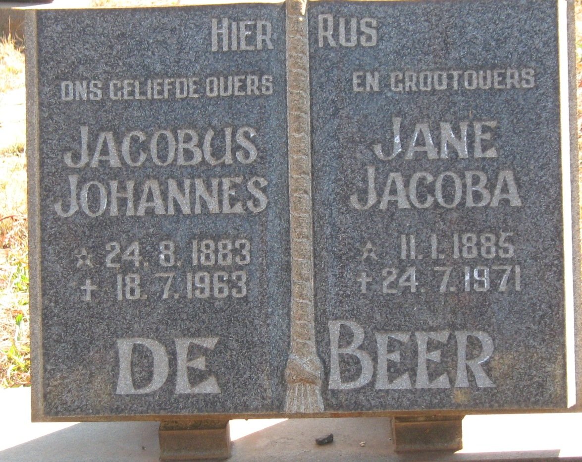 BEER Jacobus Johannes, de 1883-1963 &amp; Jane Jacoba 1885-1971