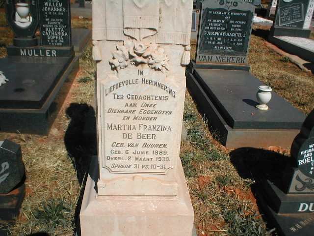 BEER Martha Franzina, de nee van BUUREN 1889-1939