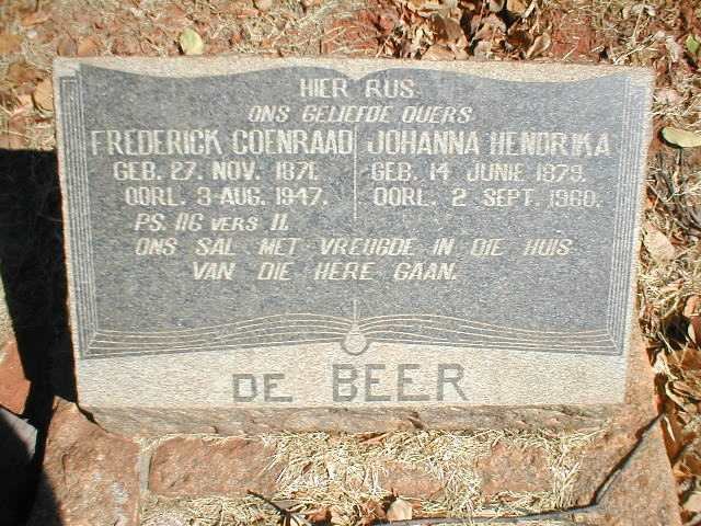 BEER Frederick Coenraad, de 1871-1947 &amp; Johanna Hendrika 1879-1960