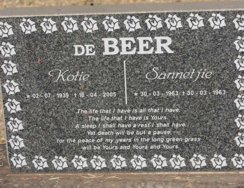 BEER Kotie, de 1939-2005 :: DE BEER Sannetjie 1963-1963