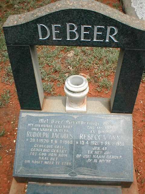 BEER Rudolph Jacobus, de 1920-1969 &amp; Rebecca Ann 1921-1990