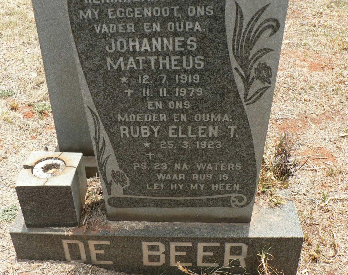 BEER Johannes Mattheus, de 1919-1979 &amp; Ruby Ellen T. 1923-