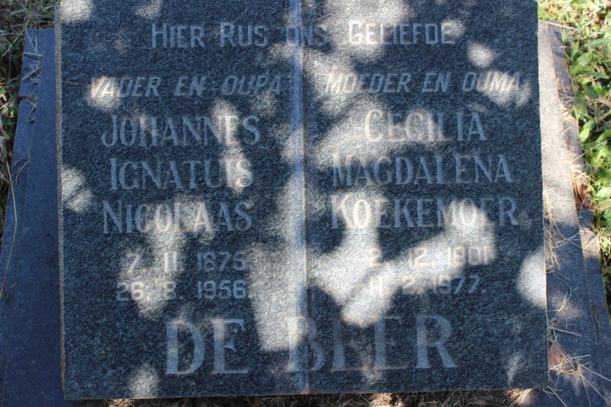 BEER Johannes Ignatuis Nicolaas, de 1875-1956 &amp; Cecilia Magdalena KOEKEMOER 1901-1977