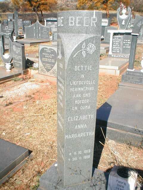 BEER Elizabeth Anna Margaretha, de 1913-1991
