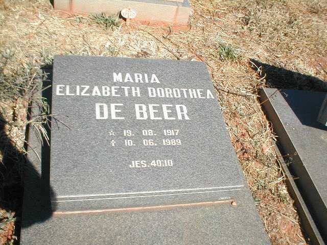 BEER Maria Elizabeth Dorothea, de 1917-1989