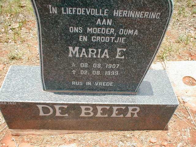 BEER Maria E., de 1907-1999