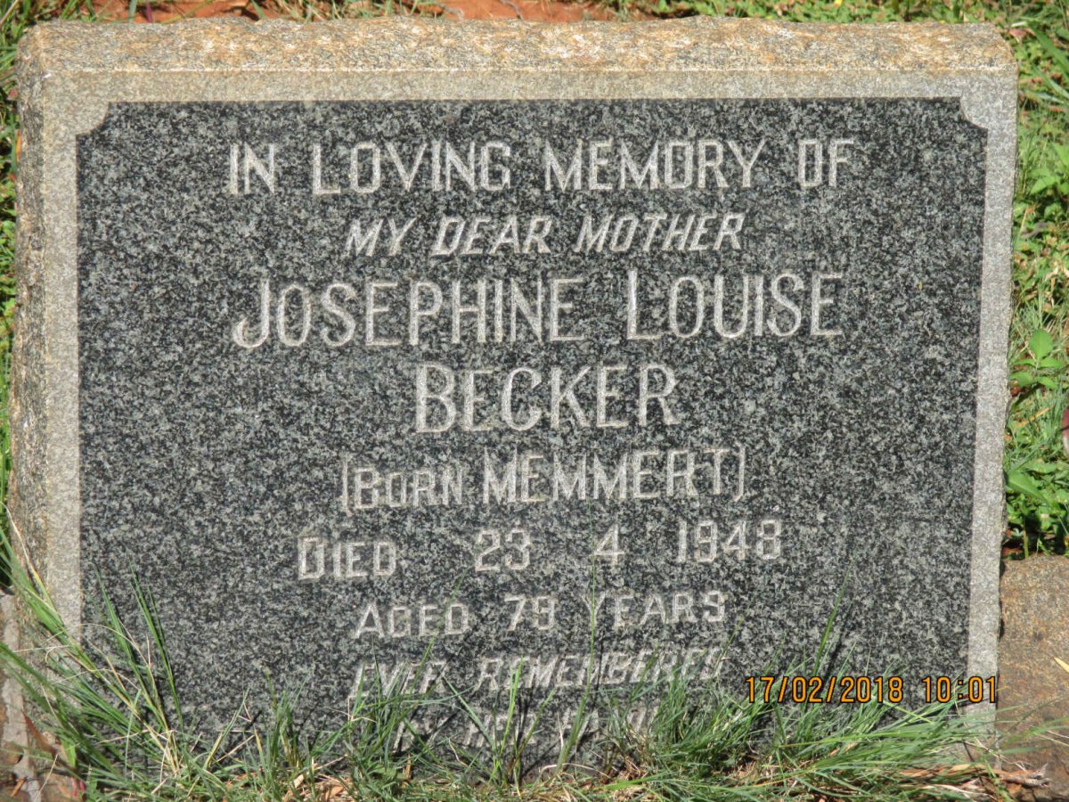 BECKER Josephine Louise MEMMERT -1948
