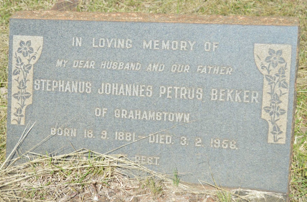 BEKKER Stephanus Johannes Petrus 1881-1956