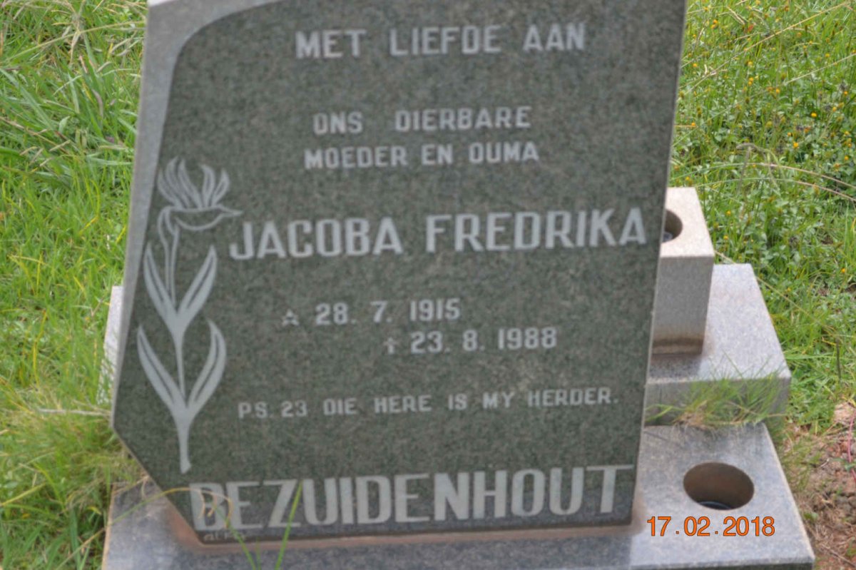 BEZUIDENHOUT Jacoba Fredrika 1915-1988