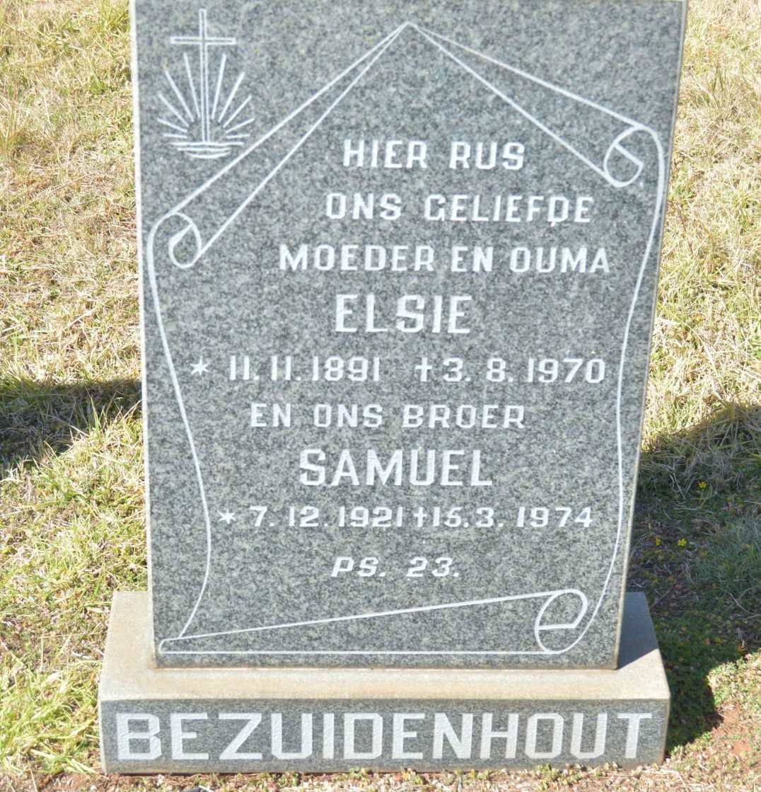 BEZUIDENHOUT Elsie 1891-1970 :: BEZUIDENHOUT Samuel 1921-1974  