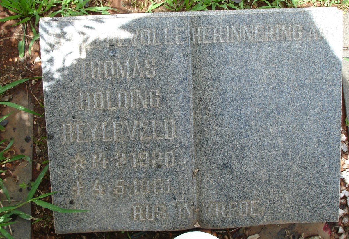 BEYLEVELD Thomas Holding 1920-1981