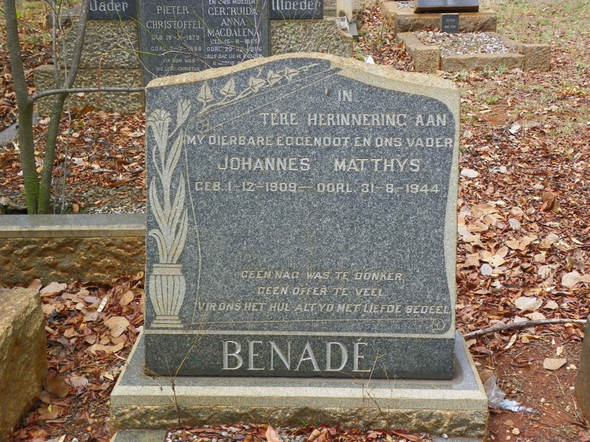 BENADE Johannes Matthys 1909-1944