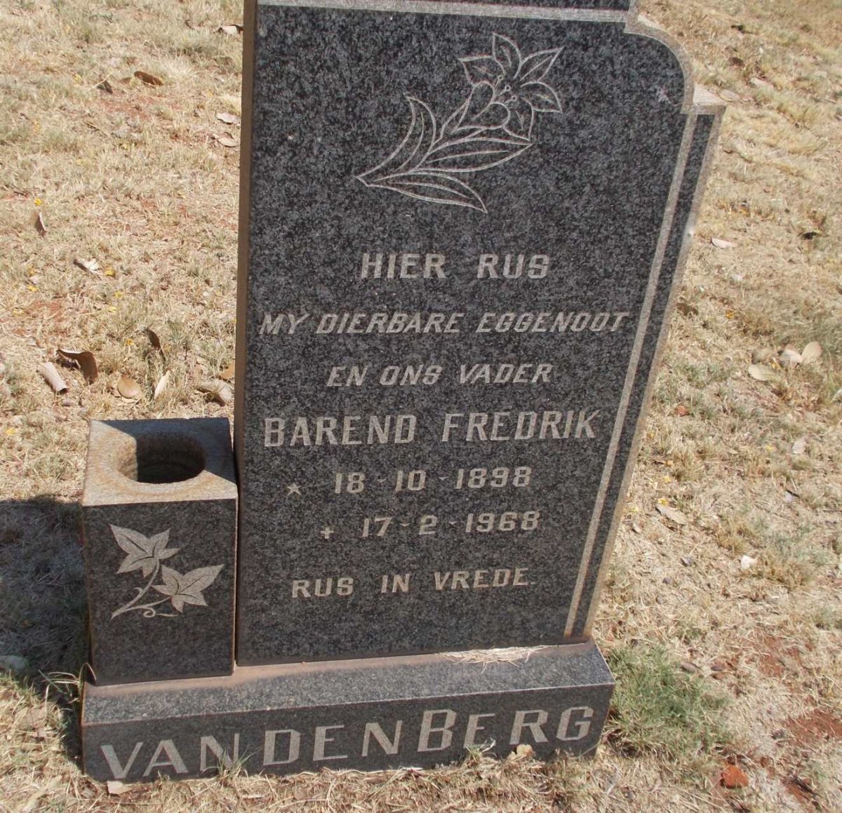 BERG Barend Fredrik, van den 1898-1968