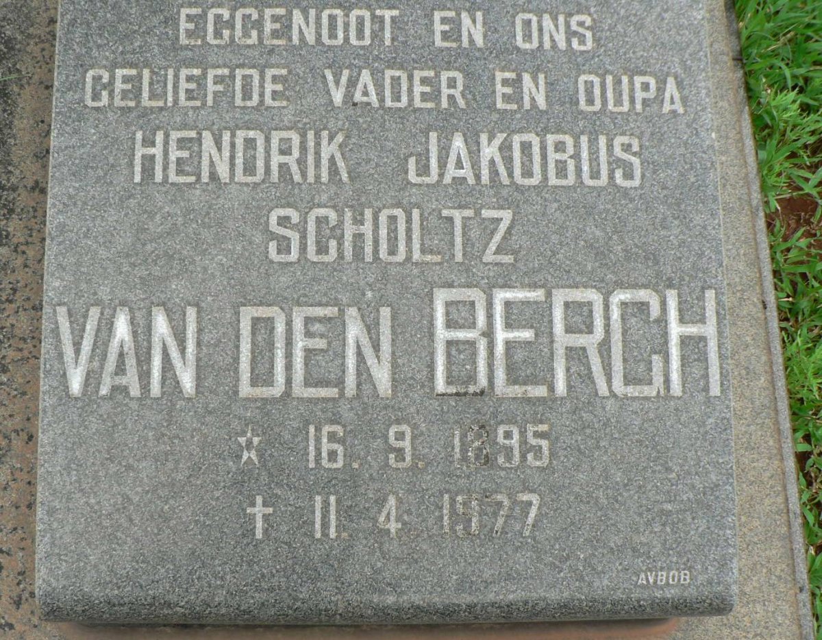 BERGH Hendrik Jakobus Scholtz, van den 1895-1977