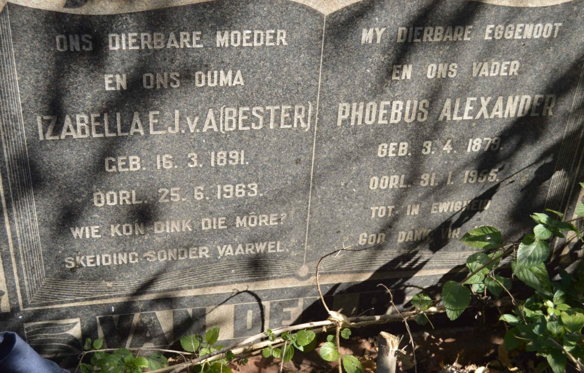 BERG Phoebus Alexander, van den 1879-1955 &amp; Izabella E.J. v.A. BESTER 1891-1963