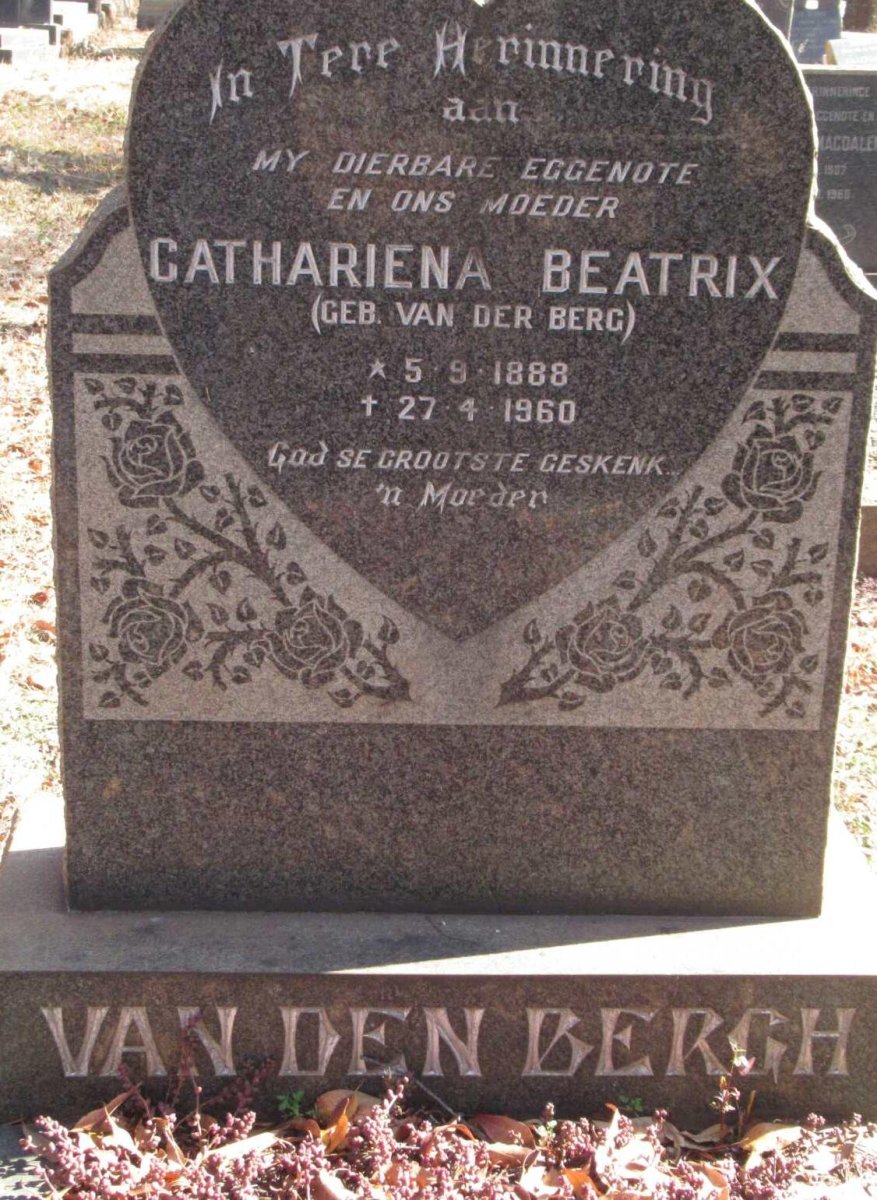 BERGH Cathariena Beatrix, van den nee VAN DER BERG 1888-1960