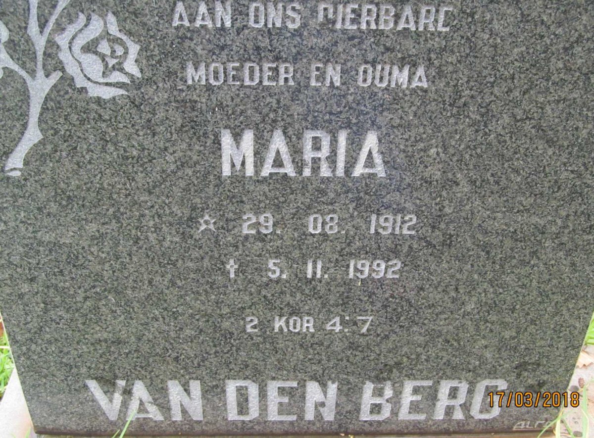 BERG Maria, van den 1912-1992